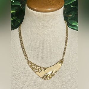Vintage 1970s Gold Tone Cream Enamel Necklace 20”